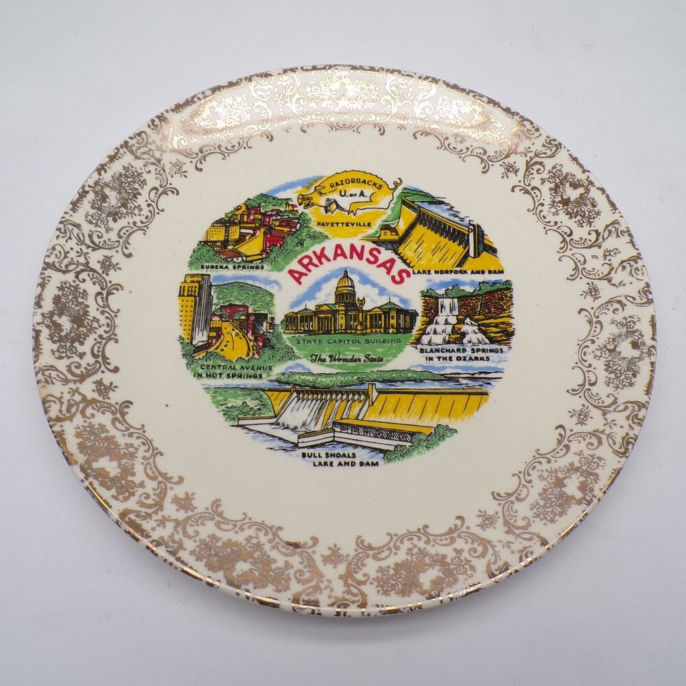 Vintage Arkansas State Souvenir Collector's Plate 9"
